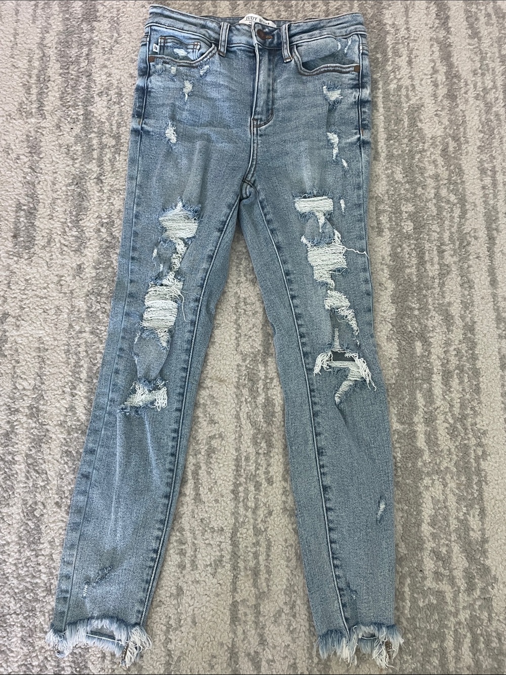 Judy Blue Light Blue Distressed Skinny Jeans